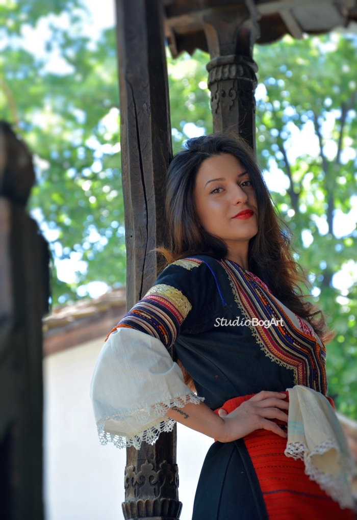 In a traditional bulgarian costume